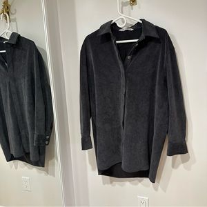 ZARA CORDUROY OVERSIZED BUTTON UP SHACKET IN GREY (size medium)